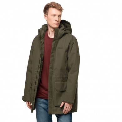 Jack Wolfskin Parka Fierce Wind (wodoodporny i wiatroszczelny, z materiałów z recyklingu) zielony męski